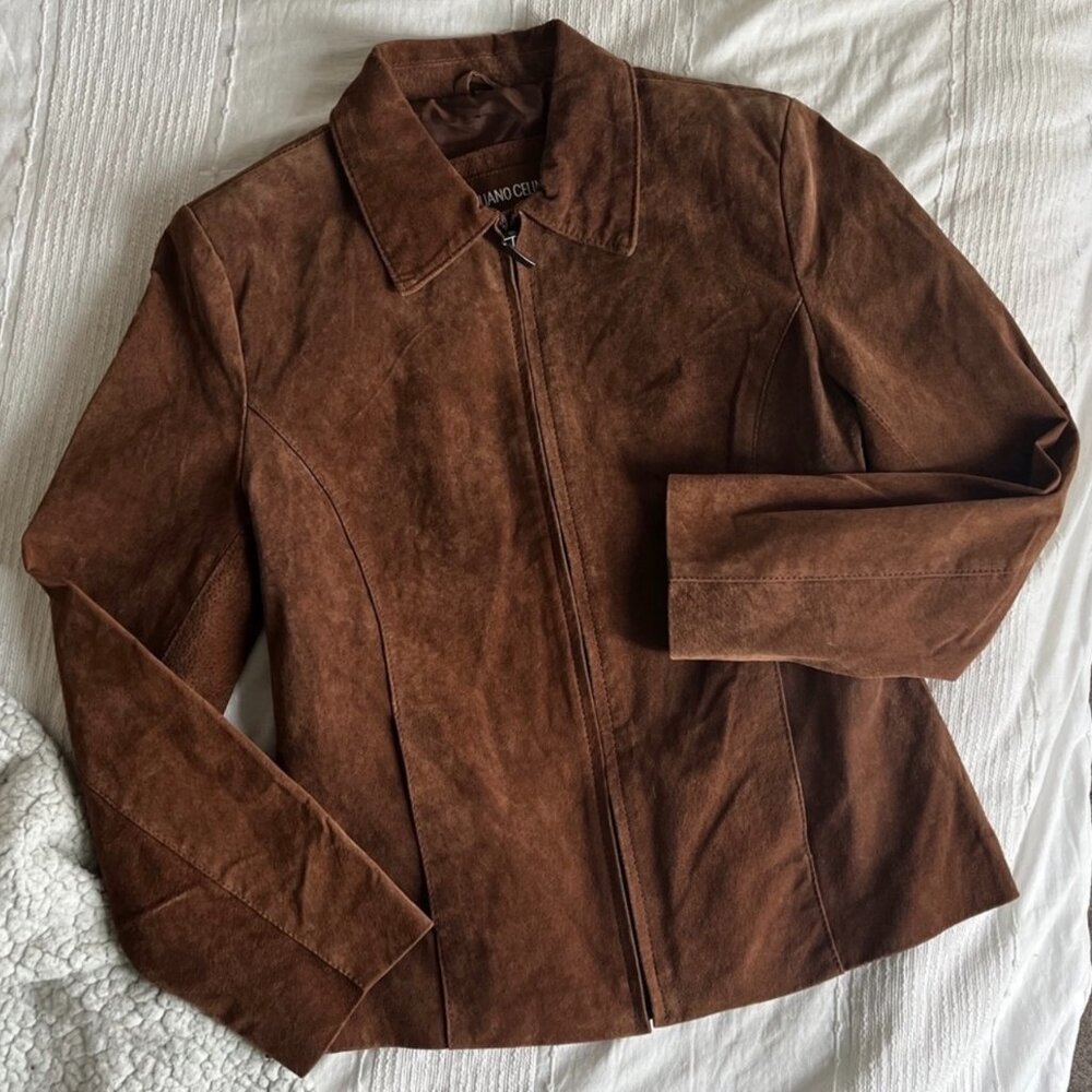 Juliano Celini Brown Suede Full Zip Jacket